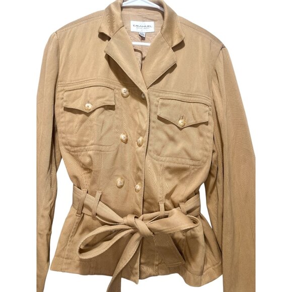 Emanuel Ungaro Safari Double Breasted Blazer Jacket Large Brown Equestrian Ridin - Picture 10 of 16